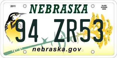 NE license plate 94ZR53