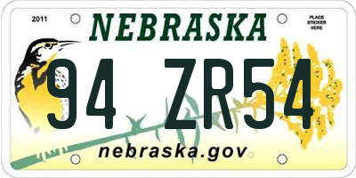 NE license plate 94ZR54