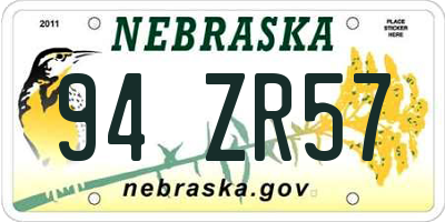 NE license plate 94ZR57