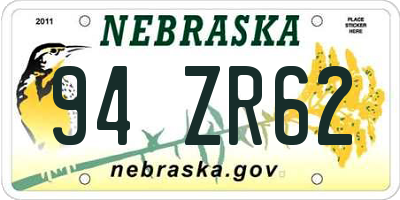 NE license plate 94ZR62