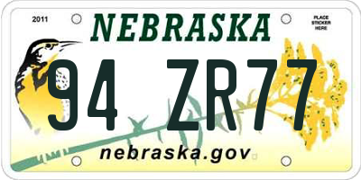NE license plate 94ZR77