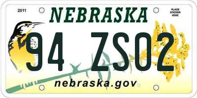NE license plate 94ZS02