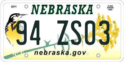 NE license plate 94ZS03