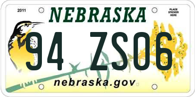 NE license plate 94ZS06