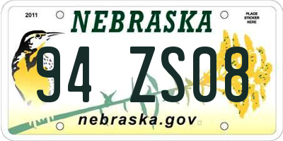 NE license plate 94ZS08