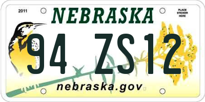 NE license plate 94ZS12