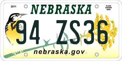 NE license plate 94ZS36