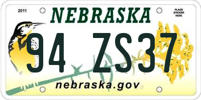 NE license plate 94ZS37