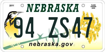 NE license plate 94ZS47