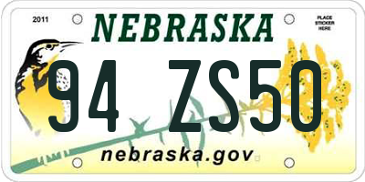 NE license plate 94ZS50