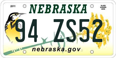 NE license plate 94ZS52