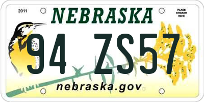 NE license plate 94ZS57