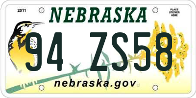 NE license plate 94ZS58