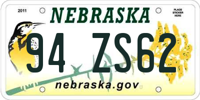 NE license plate 94ZS62