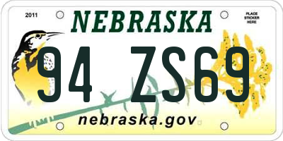 NE license plate 94ZS69