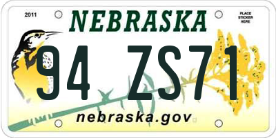 NE license plate 94ZS71
