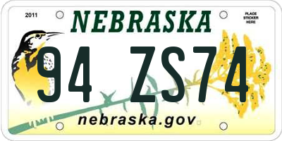 NE license plate 94ZS74