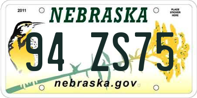 NE license plate 94ZS75