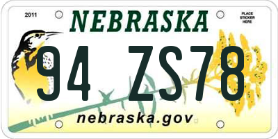 NE license plate 94ZS78