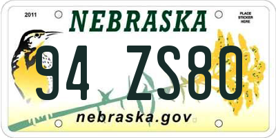 NE license plate 94ZS80