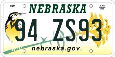 NE license plate 94ZS93