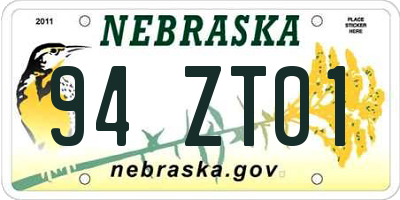 NE license plate 94ZT01