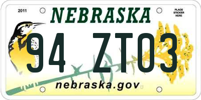 NE license plate 94ZT03