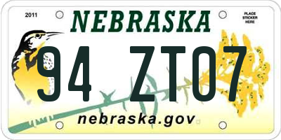 NE license plate 94ZT07