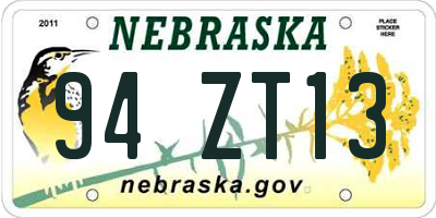 NE license plate 94ZT13