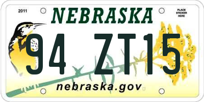 NE license plate 94ZT15
