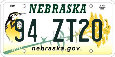NE license plate 94ZT20