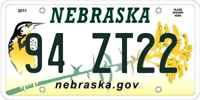 NE license plate 94ZT22