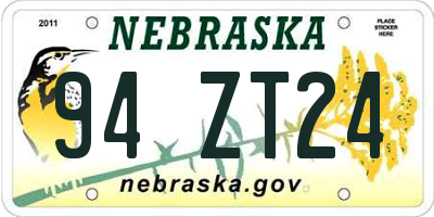 NE license plate 94ZT24