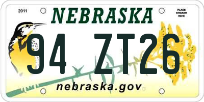 NE license plate 94ZT26