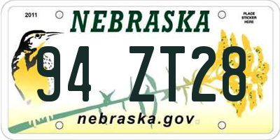 NE license plate 94ZT28