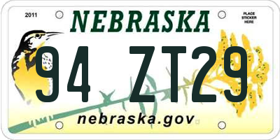 NE license plate 94ZT29