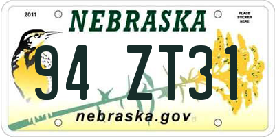 NE license plate 94ZT31