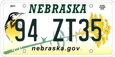 NE license plate 94ZT35