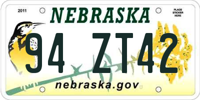 NE license plate 94ZT42