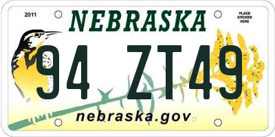 NE license plate 94ZT49