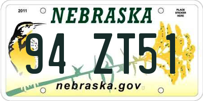 NE license plate 94ZT51
