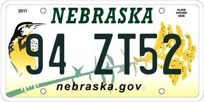 NE license plate 94ZT52