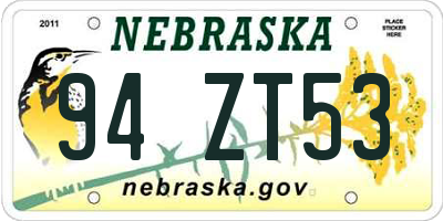 NE license plate 94ZT53