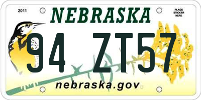 NE license plate 94ZT57
