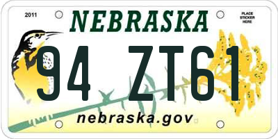 NE license plate 94ZT61