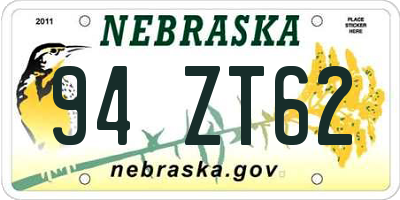 NE license plate 94ZT62