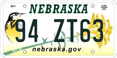 NE license plate 94ZT63