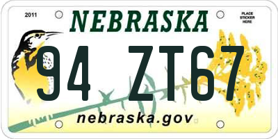 NE license plate 94ZT67
