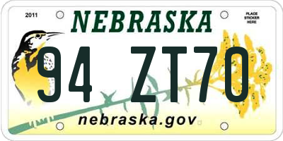 NE license plate 94ZT70