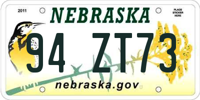 NE license plate 94ZT73